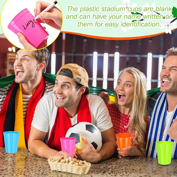 Yungyan 50 Pack 16 oz Stadium Cups Reusable Plastic Cups Blank Drink Stadium - Image 3