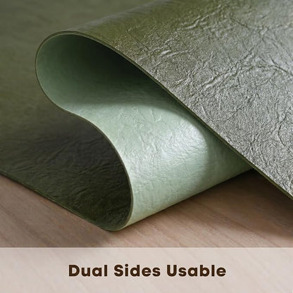 Artoid Mode Olive Green Double Sided Vinyl Faux Leather Table Runner, Seasonal - Image 5