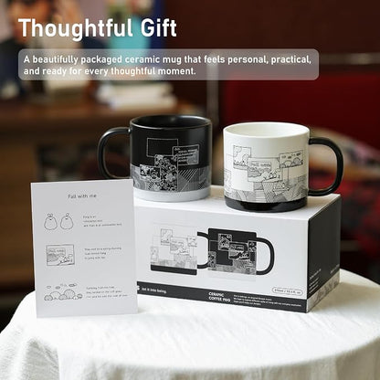 Jottings Couple Mug Set Gift 10.5 oz, Tazas de Cafe Bonitas Set Modernas | - Image 4