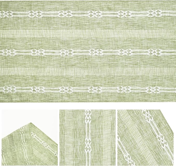 Artoid Mode Sage Green Farmhouse Embroidered Hollow Table Runner, Seasonal - Image 6