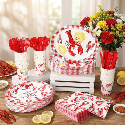 350 Pcs Crawfish Boil Party Decorations 12 in Disposable Oval Plates and - Image 2