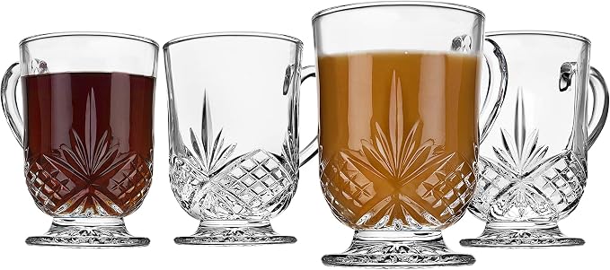 Godinger Coffee Mugs, Tea or Hot Water Glass Cups by Godinger