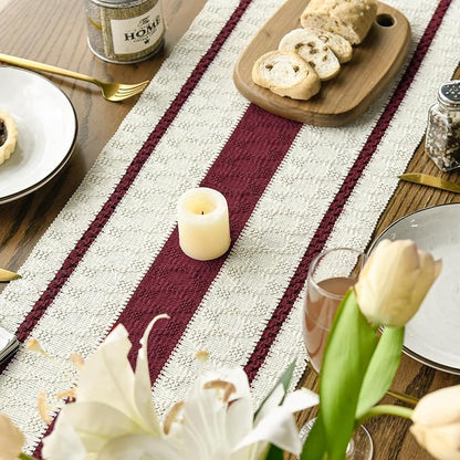 Artoid Mode Red Rustic Woven Table Runner 12x48 Inch | Holiday Farmhouse - Image 4