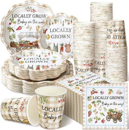 250 Pcs Locally Grown Babyshower Disposable Paper Plates and Napkins | by Newtay