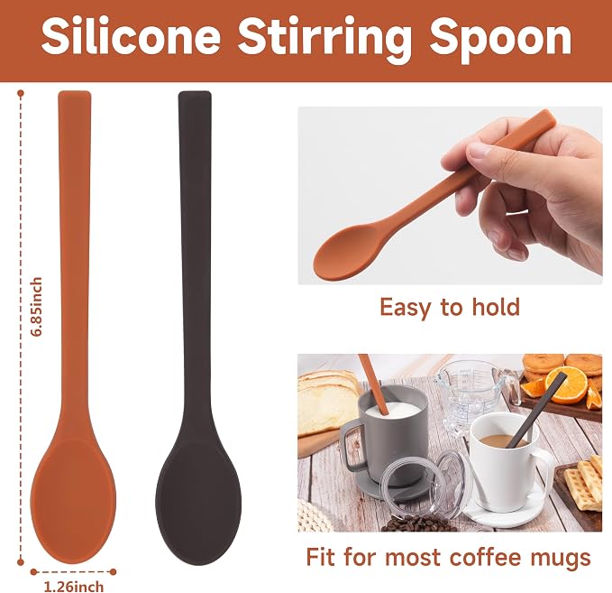 4PCs Silicone Stirring Spoons for Coffee Tea | 6.85-Inch Coffee&Espresso - Image 3