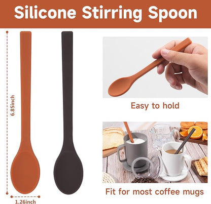 2PCs Silicone Stirring Spoons for Coffee Tea | 6.85-Inch Coffee&Espresso Spoons - Image 3