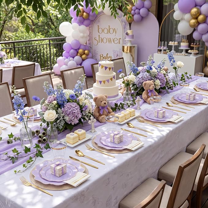 175Pcs Purple Plates Disposable - Image 10