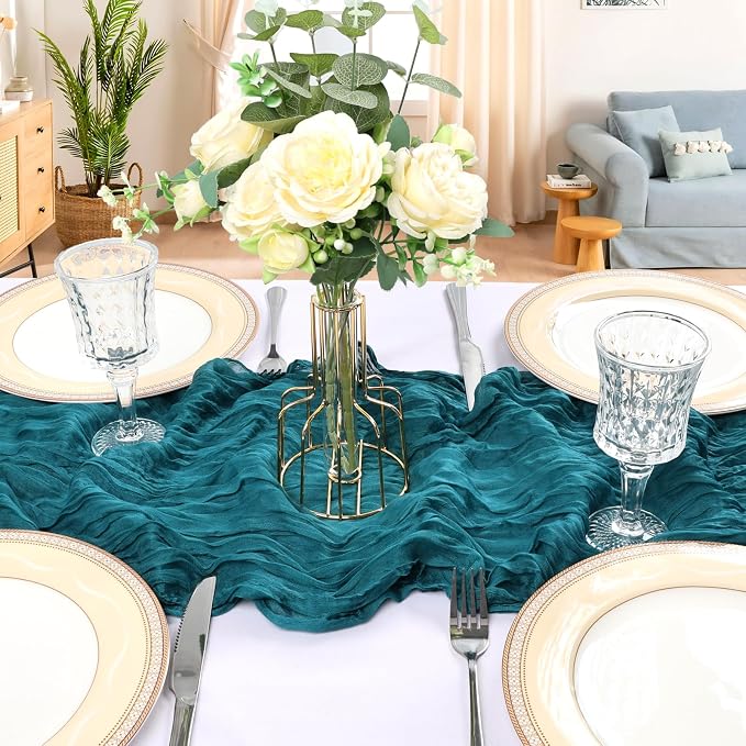6 Pack 10Ft Teal Cheesecloth Table Runner 23 x 120 Inch | Gauze Rustic Boho - Image 4