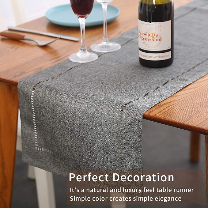 Tosewever Decorative Linen Table Runner Farmhouse Style Tabletop Collection 14 - Image 3