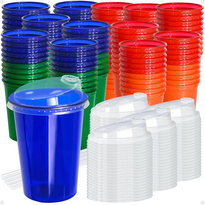 L LIKED 200 Pack 12oz Kids Cups, Spill Proof Party Cups by LLIKED
