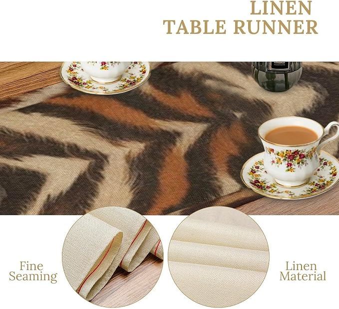 Tiger Animal Skin Print Table Runner, Rustic Cottage Country Farm Animal Fur - Image 6