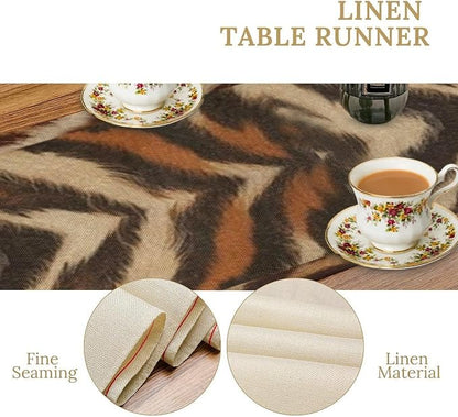 Tiger Animal Skin Print Table Runner, Rustic Cottage Country Farm Animal Fur - Image 6