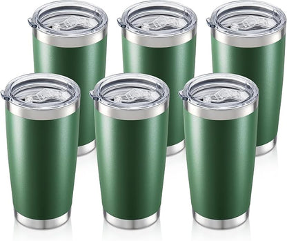 20oz Tumbler Bulk with Lid Stainless Steel Tumblers, 6 Pack | Leak Proof Lid by Unknown