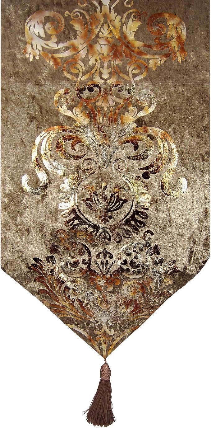 Elegant Luxury Shiny Bronze Velvet Damask Deco Tassels Wedding Party Hotel by Unknown