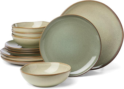Oneida 897205 Organic Shades 12-Piece Dinnerware Set, Sage Green by Oneida