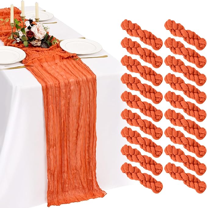 18 Pack Cheesecloth Table Runner 10FT Orange Table Runner Boho Gauze Cheese by Showgeous