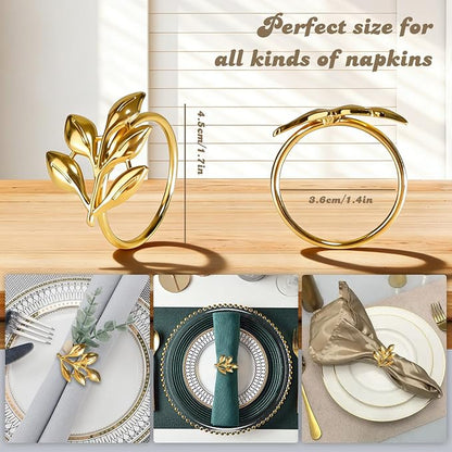 Leaf Napkin Rings Set of 100 Metal Napkin Rings Bulk Table Napkin Ring Suitable - Image 5