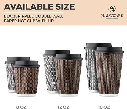 Harvest Pack 16 oz Disposable Coffee Cups, Insulated Ripple Double-Walled Paper - Image 5