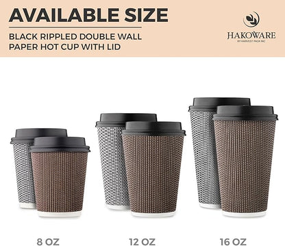Harvest Pack 16 oz Disposable Coffee Cups, Insulated Ripple Double-Walled Paper - Image 5
