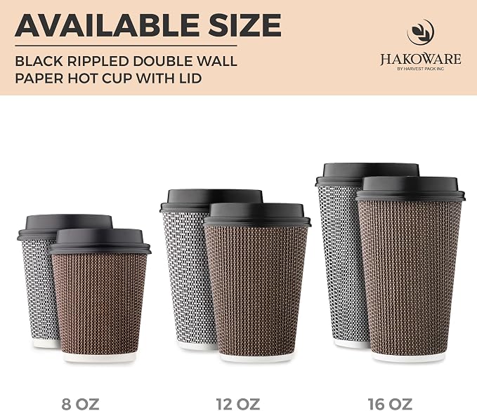 Harvest Pack 16 oz Disposable Coffee Cups, Insulated Ripple Double-Walled Paper - Image 6