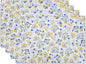 Spring Summer Placemats - Blue Yellow Floral Place Mats Set of 4 Botanical Flower Tablemats 12x18 for Party Kitchen Dining Farmhouse
