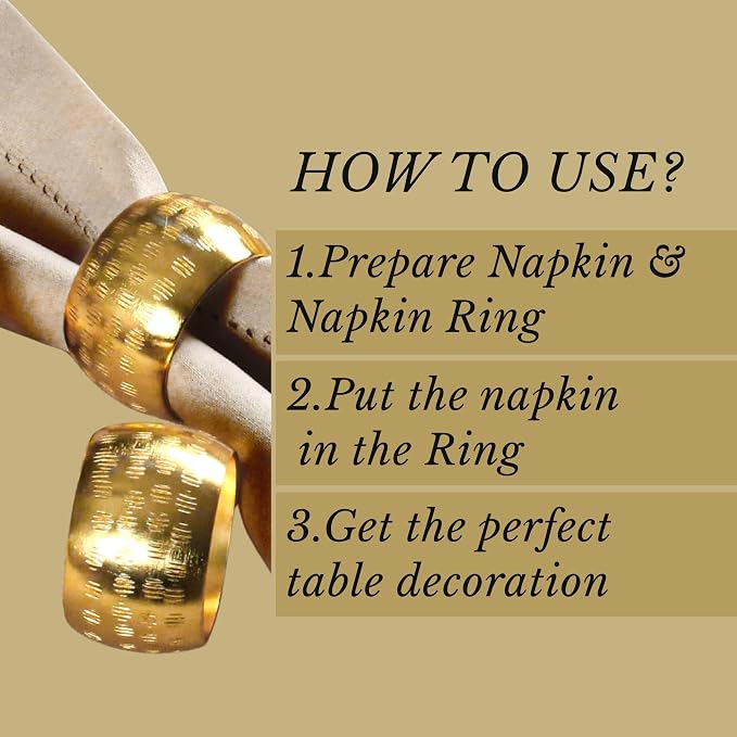 Napkin Rings Set of 12, Metal Napkin Holder Cuffs - Image 9