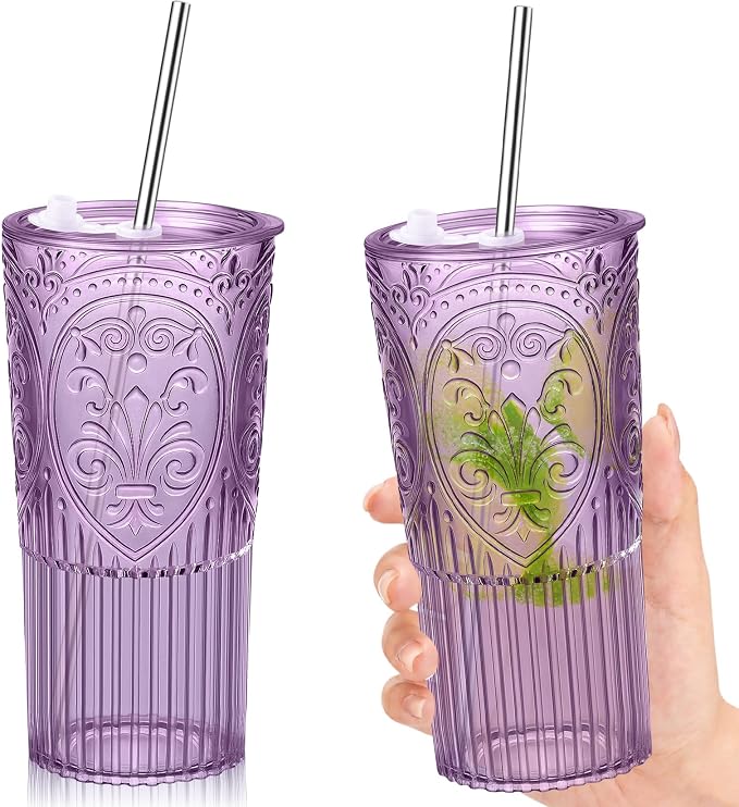 2 Set 20oz Vintage Plastic Tumbler by Unknown