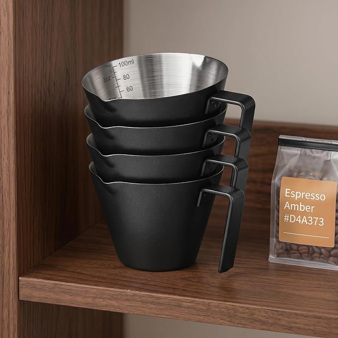4 Pack Stainless Steel Espresso Measuring Cup, 3.4OZ/100ML Double Spout - Image 5