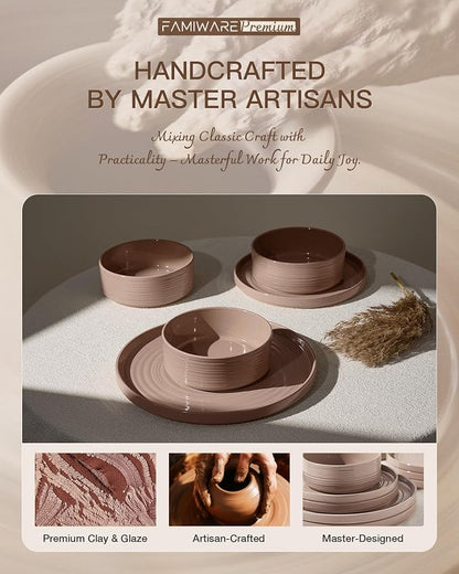 Stoneware Dinnerware Sets for 8, Plates and Bowls, Chip & Scratch Resistant - Image 6