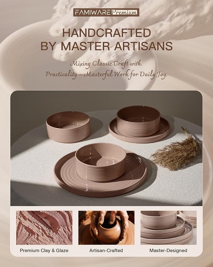 Stoneware Dinnerware Sets for 6, Plates and Bowls, Chip & Scratch Resistant - Image 6