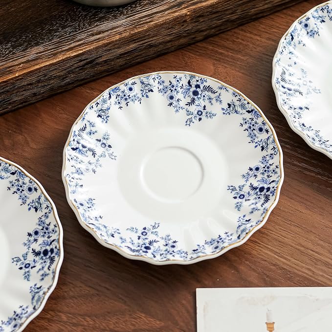 Agyiuns ceramic tea cups and saucers 6oz, floral tea cups - Image 7