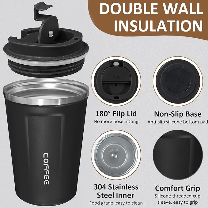 4 Pack Travel Coffee Mug 12oz Insulated Coffee Cup - Image 3