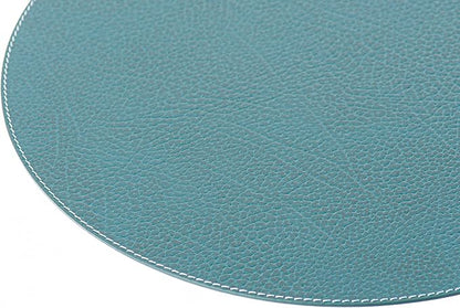 Nikalaz Round Placemats Set (Pack of 4) Recycled Leather Table Mats 15 inches, Kitchen Dining Table Decor by Nikalaz (Petroleum Green)