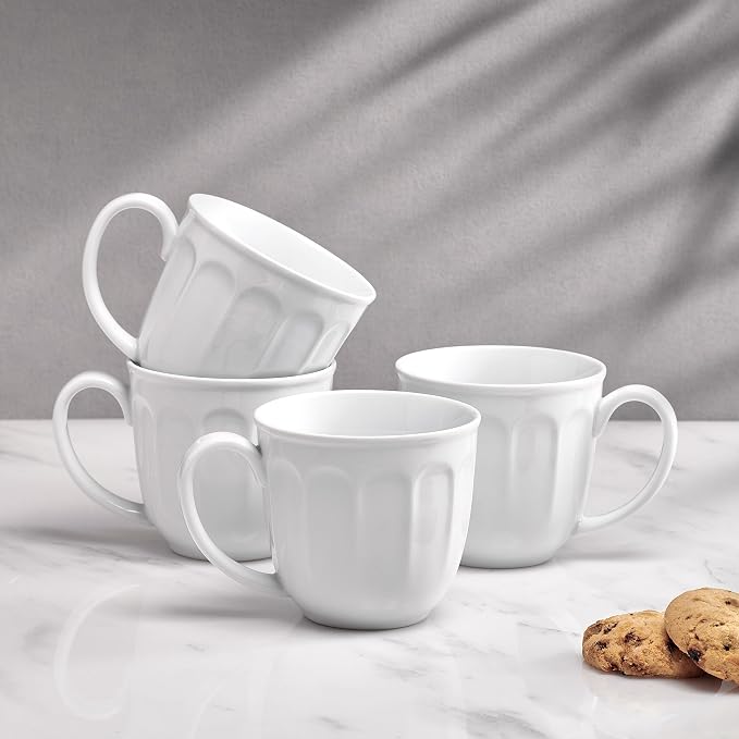 Fitz and Floyd Everyday Vintage Scalloped Set of 4 Porcelain Coffee Tea Mugs - Image 6
