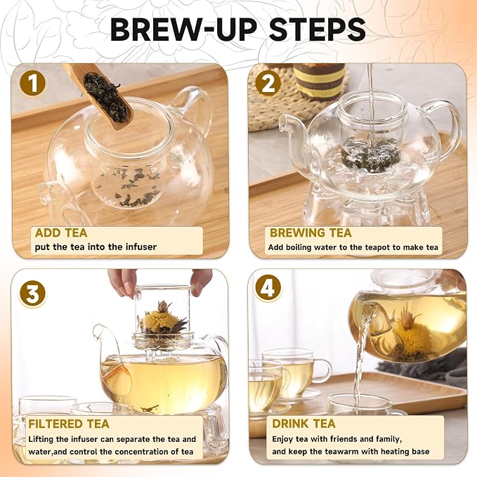 Glass Teapot Set, 34OZ/1000ML Glass Tea Kettle - Image 7