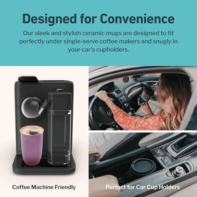 NOVA CERAMICS Coffee Travel Mug – Cup Holder Friendly Travel Mug– Microwave & - Image 7
