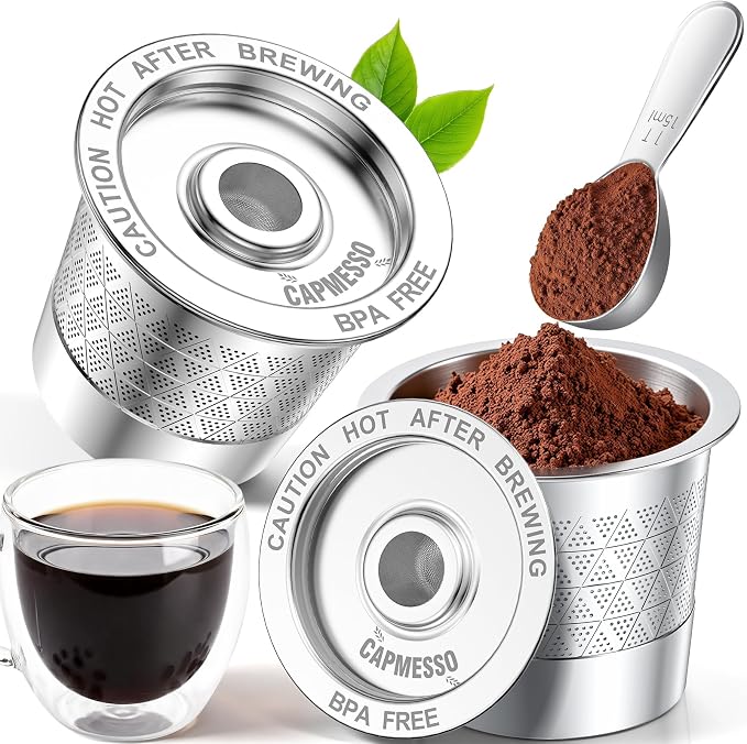 CAPMESSO Reusable K Cups for Keurig: NO Grit Stainless Steel Coffee Pod 2PC | by CAPMESSO
