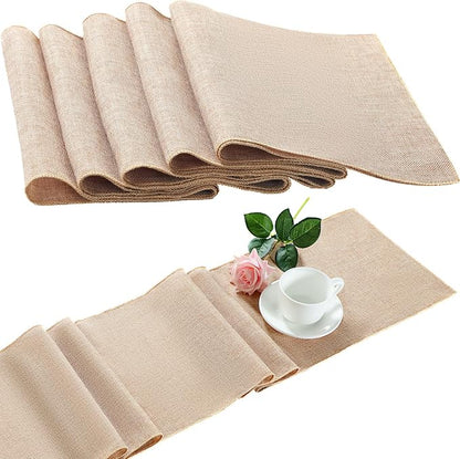 6 Pcs Burlap Table Runner 12 x 71 Inch Rustic Linen Table Runner Farmhouse by Breling