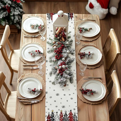 Christmas Table Runner 13x60 Inch, Xmas Tees Snowflakes Holiday Decorative - Image 4
