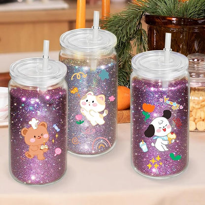8 PCS Plastic Snow Globe Tumbler, 16Oz Pre-Drilled Double Wall Snowglobe Cup | - Image 7