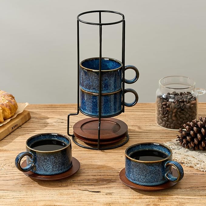 LUKA 6 Ounce Porcelain Stackable Espresso Cups - Image 6