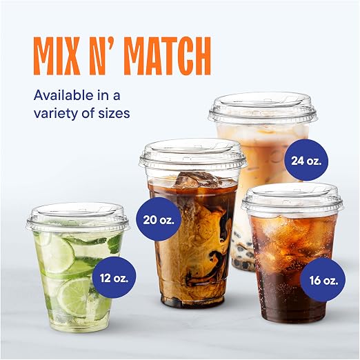 24 oz Clear Plastic Cups with Strawless Sip Lids - Image 7