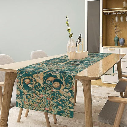William Morris Floral Table Runner, Vintage Flowers Botanical Printed Table - Image 2
