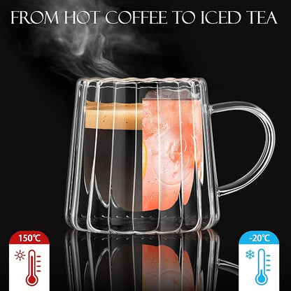 Joeyan Double Walled Glass Coffee Mugs, Latte Cappuccino Tea Cups - Image 3