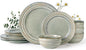 GBHOME Ceramic Dinnerware Sets,12 pcs Embossed Elegant Stoneware Plates and Bowls Sets, Housewarming Wedding Gift | Dishwasher & Microwave Safe | Dishes Set Service for 4,Desert Sage