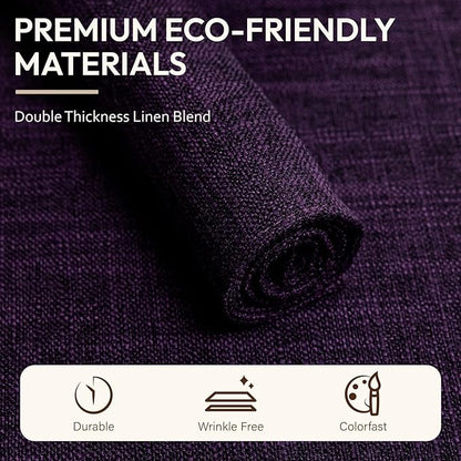 Blue Forest Placemats Set of 8, Dual-Layered Thickened Faux Linen Cloth Place Mats Heat Resistant Machine Washable Wrinkle Free Table Mats Indoor/Outdoor (Purple)