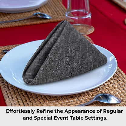 Urban Villa Cloth Napkins Set of 12 20x20 Inches 100% Cotton Napkins Cloth Washable Durable Reusable Absorbent Table Dinner Napkins Cloth for Hotel Lunch Restaurant Weddings Parties - Black Chambray