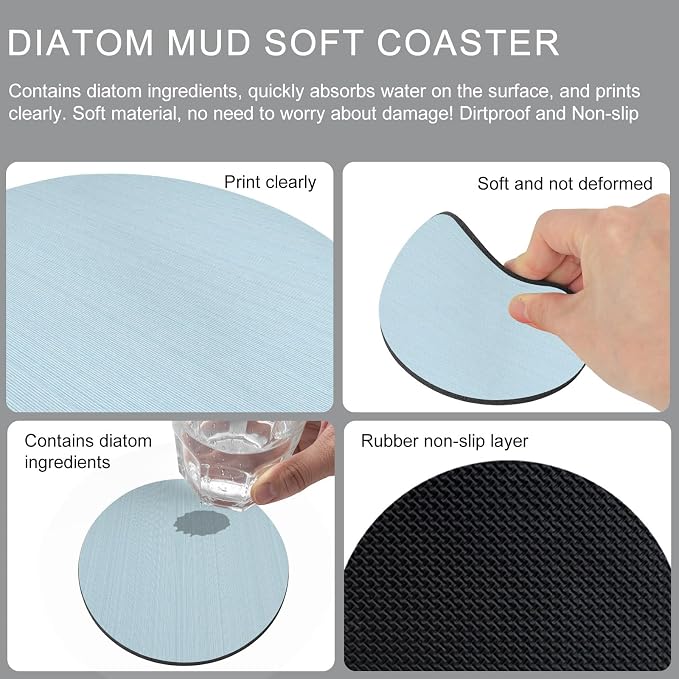 Sky Blue Thin Lines Coasters Set of 4, Absorbent Coasters - Image 9