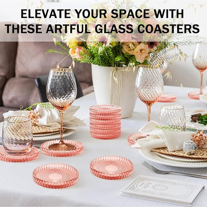 Modern Clear Glass Coasters Set of 6, Cute Coasters Table Mats - Image 3