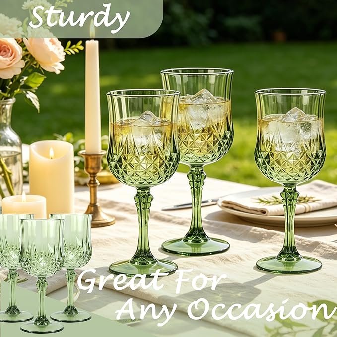 48Pack Plastic Wine Glasses, 7oz Vintage Goblets - Image 6
